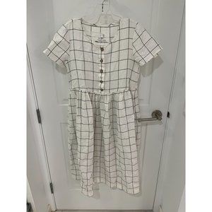 COPY - Not Perfect Linen Plaid Mama Dress Medium Lagenlook Relaxed Cottagecore